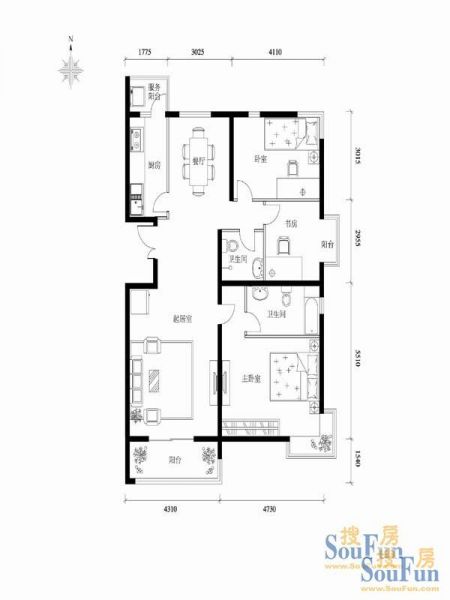 上林溪-三居室-131平米-装修设计