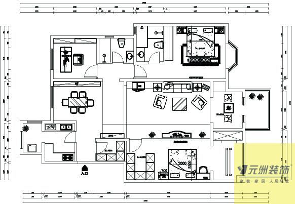 中铁国际城-三居室-155平米-装修设计