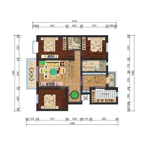 百子湾商业街-三居室-210平米-装修设计