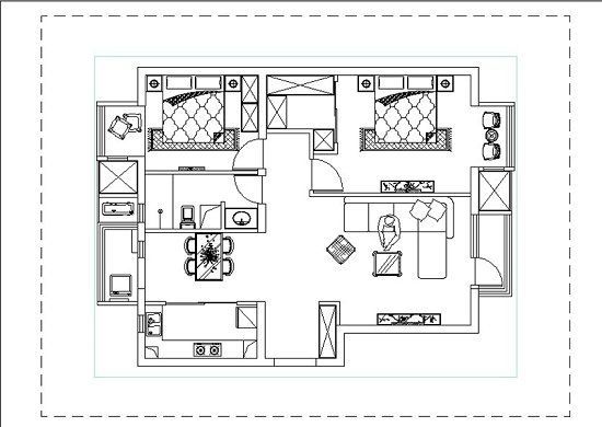 金海居-二居室-126平米-装修设计