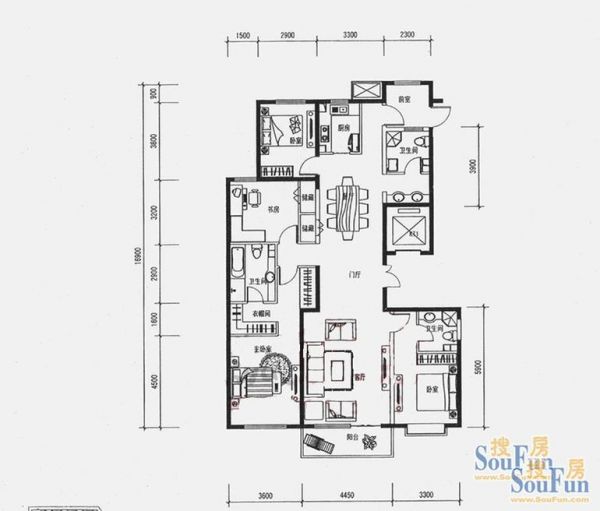 中信城-四居室-192.12平米-装修设计