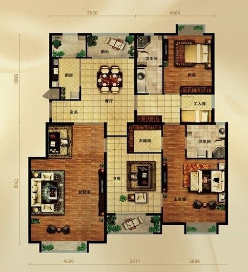 天恒乐活城-三居室-150平米-装修设计
