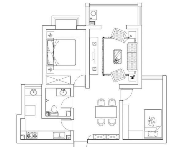 西北旺回迁房-二居室-87平米-装修设计