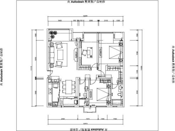 鸿坤理想城-二居室-92.5平米-装修设计
