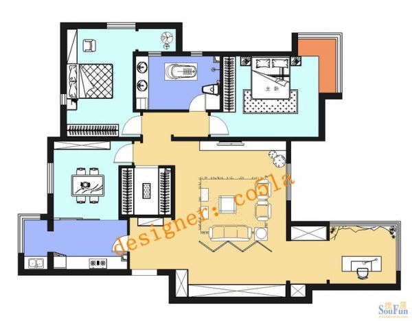 金融街·金色漫香林-三居室-152平米-装修设计