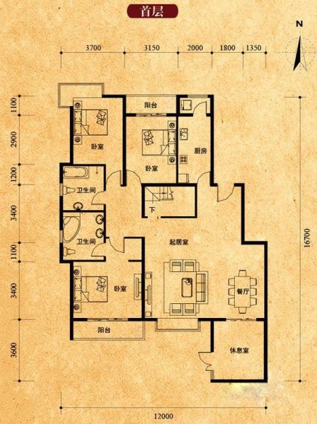 中景江山赋-四居室-165平米-装修设计