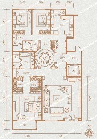 远洋万和城-五居室-245平米-装修设计