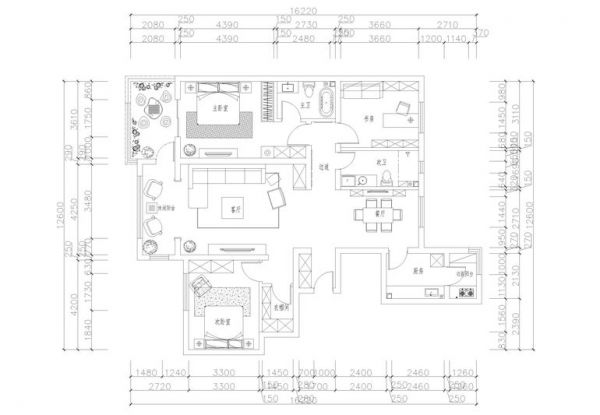 东方太阳城一期-三居室-132平米-装修设计