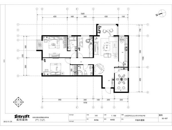 公园6号-三居室-139平米-装修设计