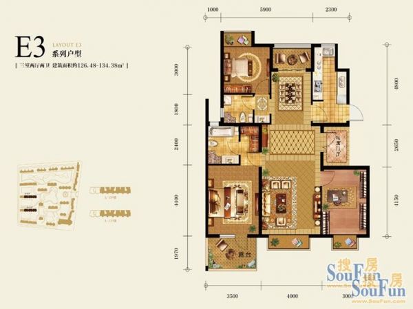 北京城建·琨廷-三居室-126.48平米-装修设计