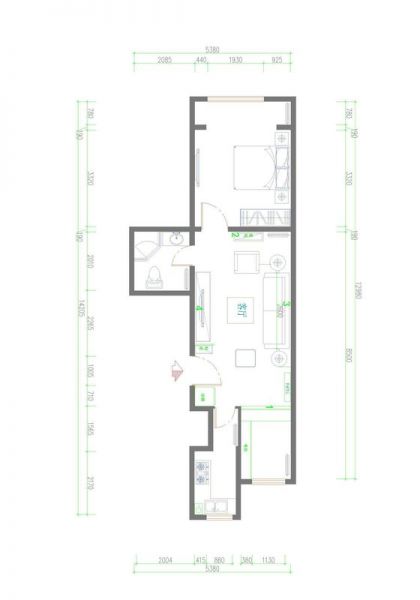 温泉凯盛家园-一居室-52平米-装修设计