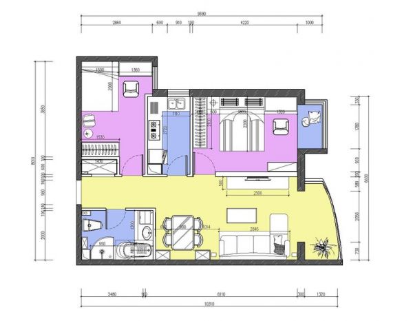 北京城建·世华泊郡-二居室-85平米-装修设计