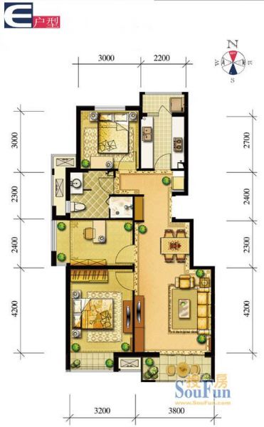 路劲·世界城-二居室-90.62平米-装修设计