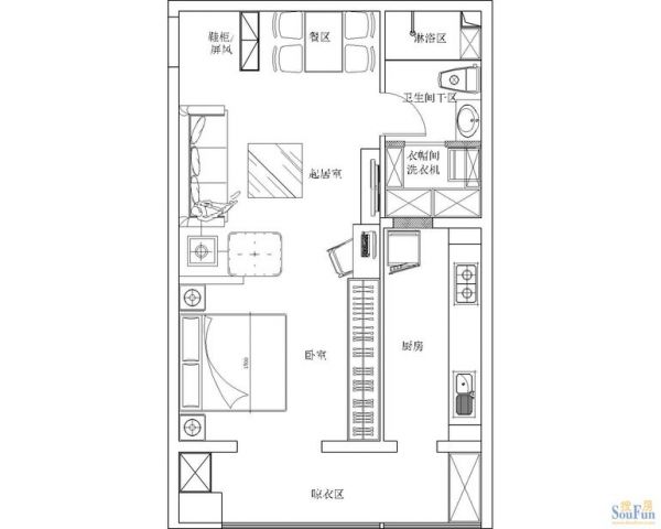 天通苑西一区-一居室-53平米-装修设计