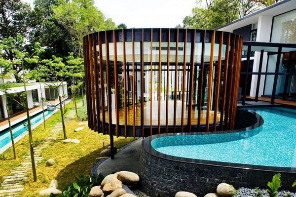 围绕泳池和绿植 创意别墅设计效果图