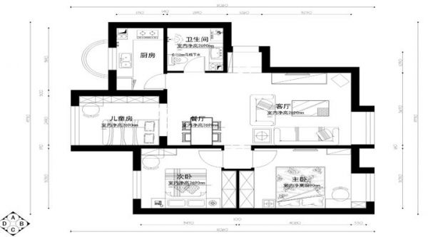 宏仁家园-二居室-88平米-装修设计