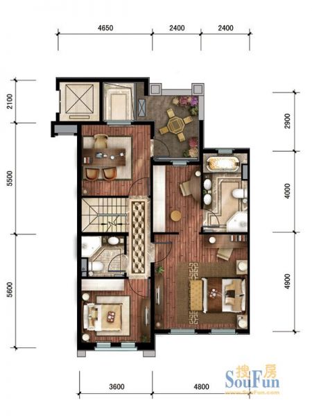 中建·红杉溪谷-三居室-211平米-装修设计