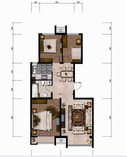 金第梦想山-三居室-103平米-装修设计
