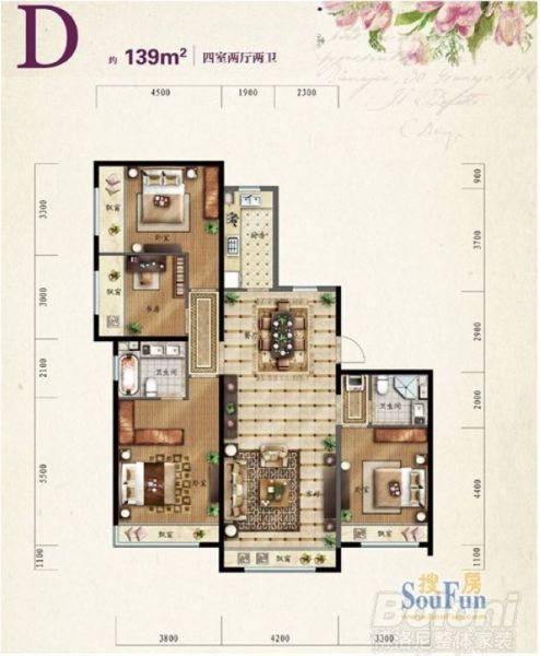 保利罗兰香谷-四居室-140平米-装修设计