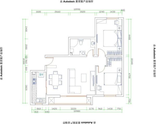 后现代城-二居室-90平米-装修设计