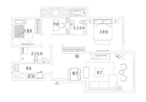 望京花园-三居室-110平米-装修设计