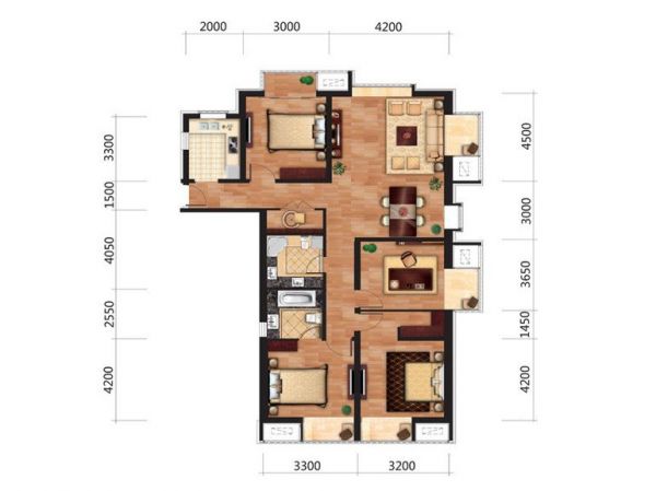 京贸国际公寓-三居室-157平米-装修设计