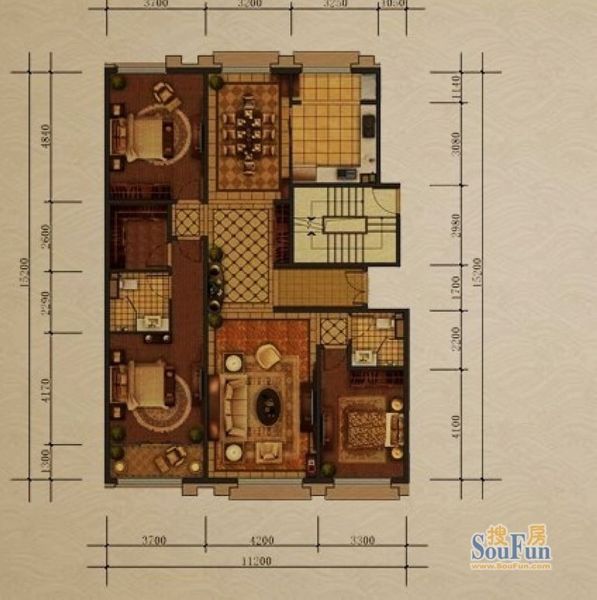 西山壹号院-三居室-178平米-装修设计