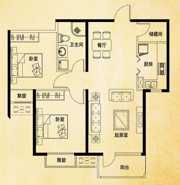 龙湖蔚澜香醍-二居室-90平米-装修设计
