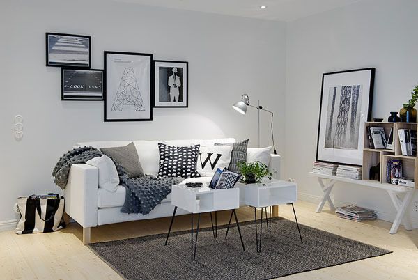 这套案例很有北欧瑞典风情，全屋选用白色为主色调，让空间增加宽敞感。家具几乎全部为黑白（灰）搭配，对比效果明显。家具造型简单，突出硬朗的线条，给人干净利落的感觉，突出主人时尚的生活品味。 