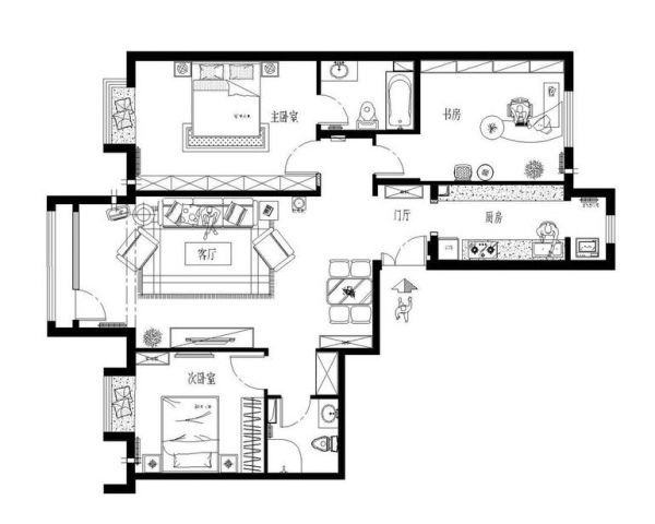 百嘉城-三居室-110平米-装修设计