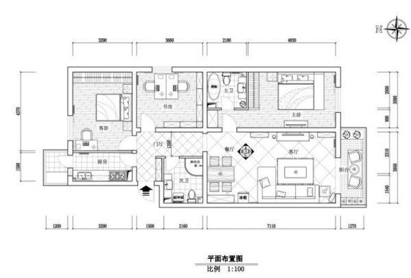 世纪东方城商铺-二居室-128平米-装修设计