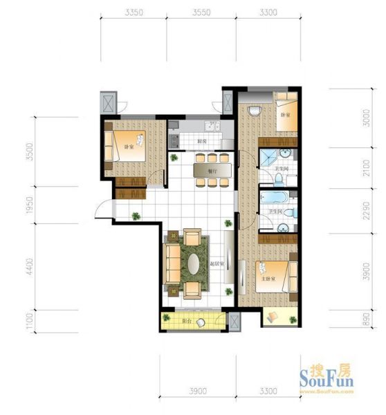 紫金新干线-三居室-120.26平米-装修设计