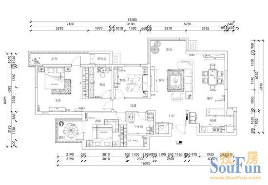 金地格林小镇6-三居室-138平米-装修设计