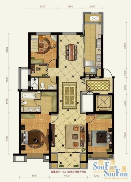 远洋东方公馆-三居室-176平米-装修设计