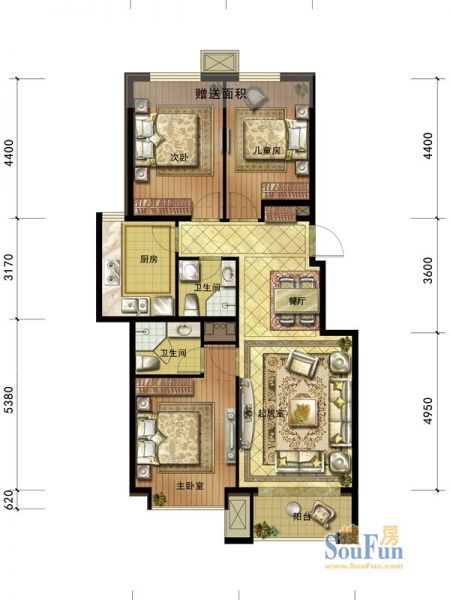 北京城建·海梓府-三居室-96平米-装修设计