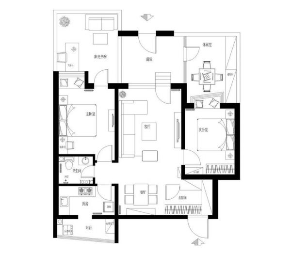 龙华园二区-三居室-86平米-装修设计