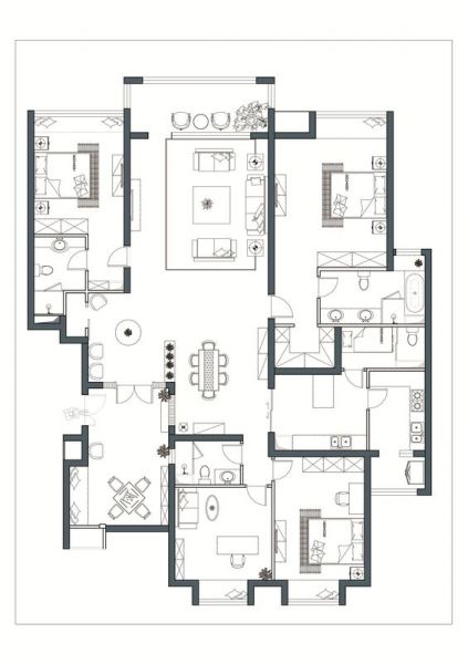 御翠·尚府-四居室-240平米-装修设计