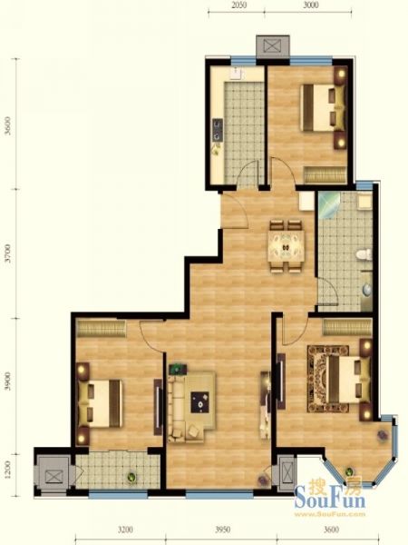 铂铭郡-三居室-112平米-装修设计