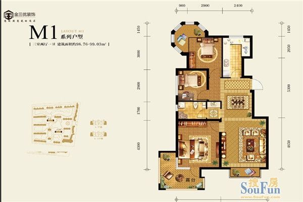 北京城建·琨廷-二居室-85.28平米-装修设计