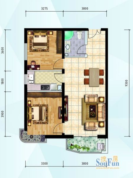 天洋城4代-二居室-99.8平米-装修设计