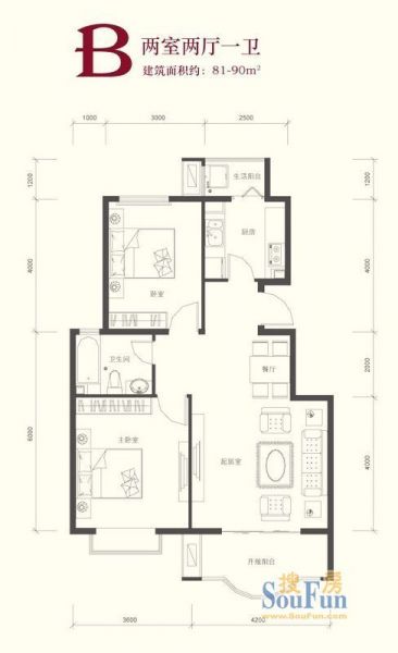 翠林漫步-二居室-81.9平米-装修设计
