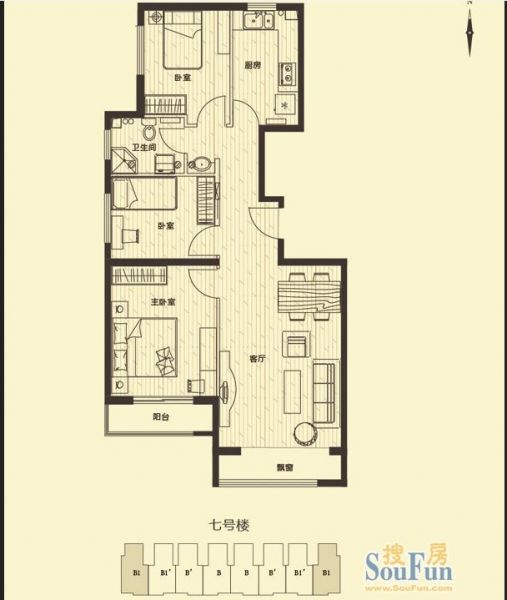 花雨汀-三居室-98.51平米-装修设计