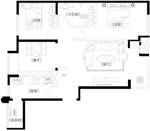 路劲·世界城-二居室-96.15平米-装修设计