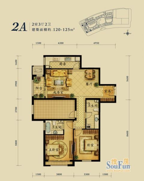 融科钧廷-二居室-120平米-装修设计