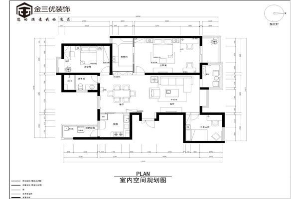 花雨汀-三居室-136.73平米-装修设计