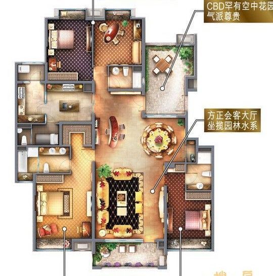 御翠·尚府-四居室-239平米-装修设计