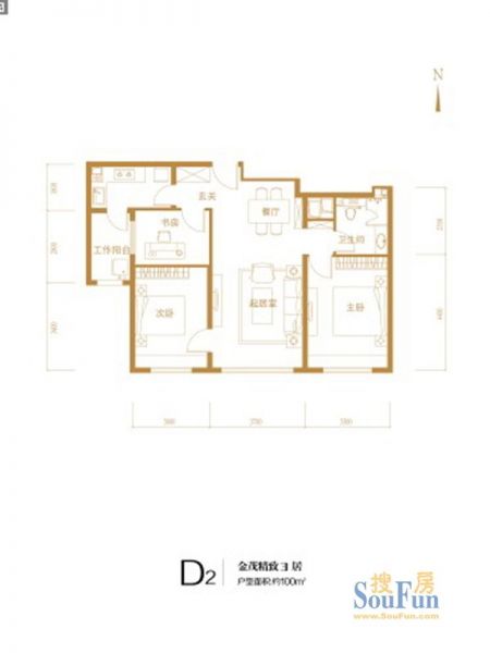 亦庄·金茂悦-三居室-100平米-装修设计
