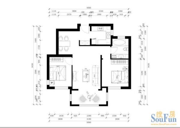 金地仰山-二居室-110平米-装修设计