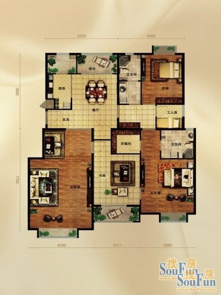 天恒乐活城-三居室-150平米-装修设计