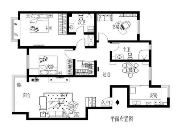 鲁能7号院·溪园-三居室-157平米-装修设计